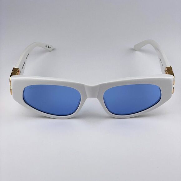 Balenciaga BB0095S 004 Sunglasses White Gold Logo Light Blue Cat Eye Unisex main image 13
